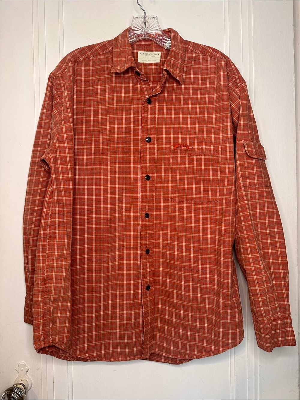 American Eagle Vintage Plaid Button Up Shirt small Y2K Grunge Mens Casual